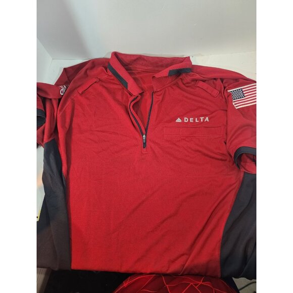 Delta Airlines Shirt Men’s XXL Red Black Quarter Zip Ramp Aeronautical Lands End - Picture 1 of 7